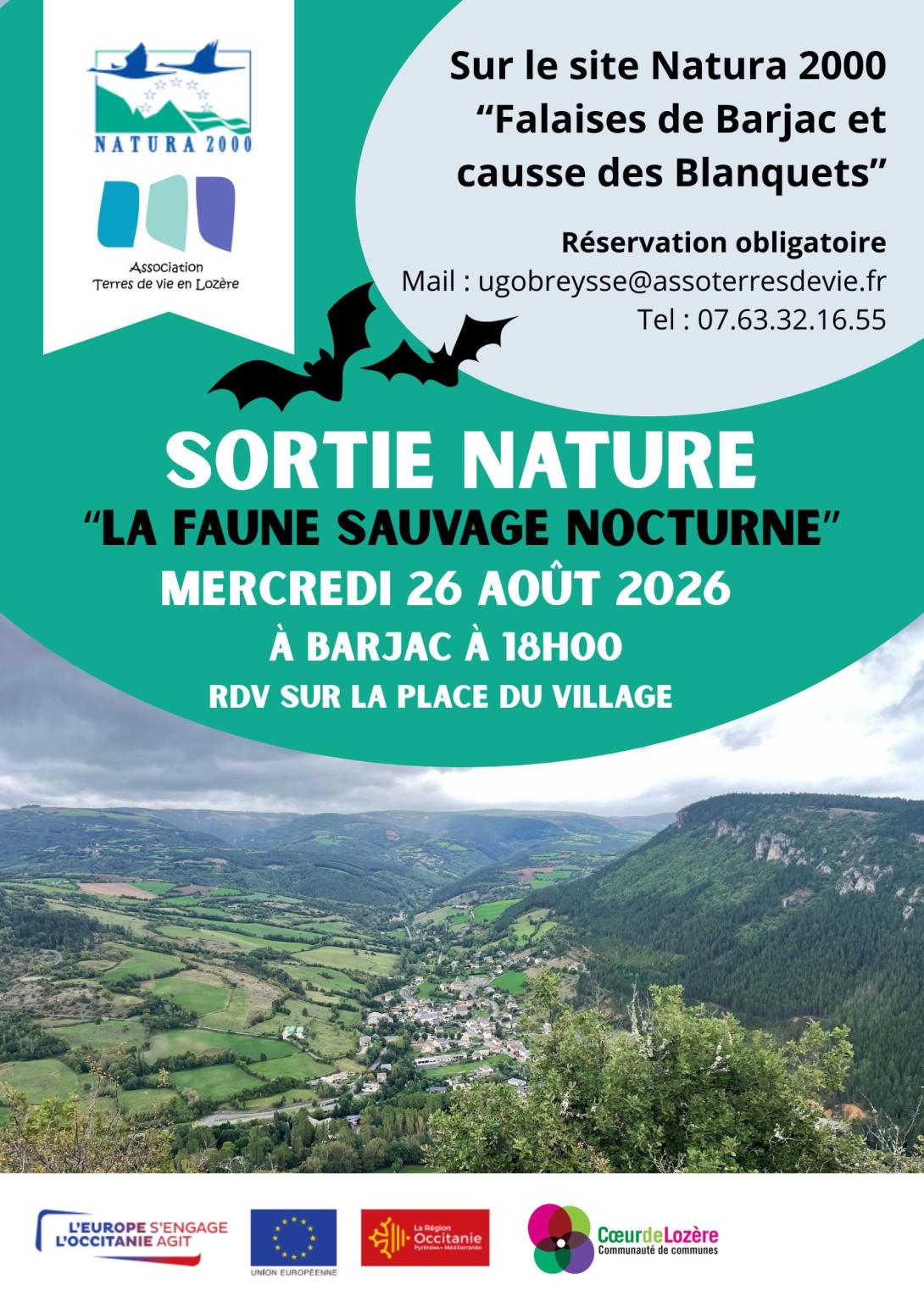 Affiche sortie nature Barjac faune nocturne 26 août 2026